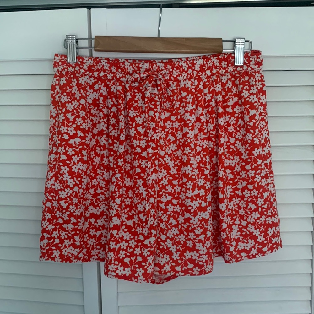 J.CREW MERCANTILE flowy orangey-red floral shorts size small